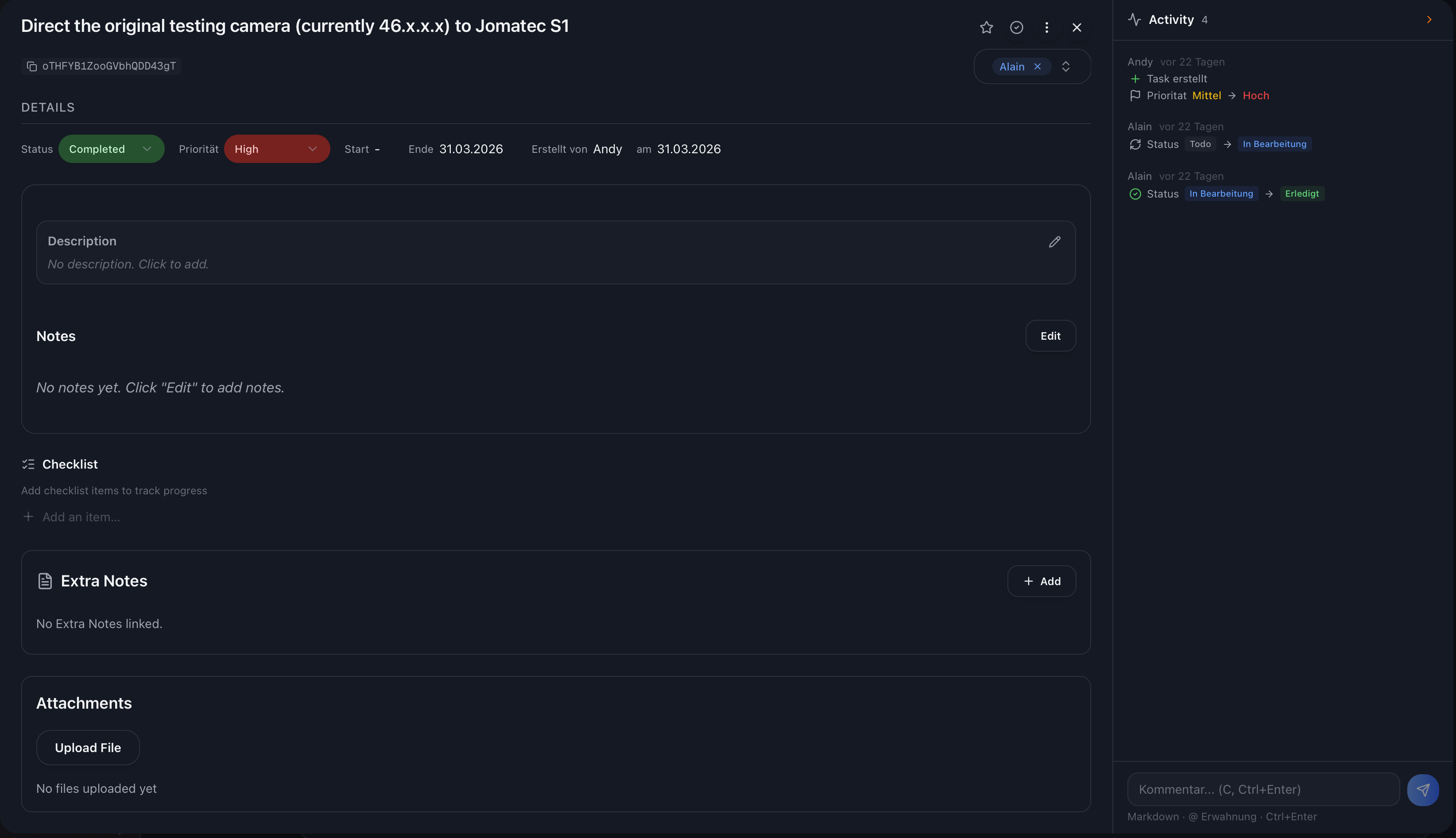 Velocity Task Detail