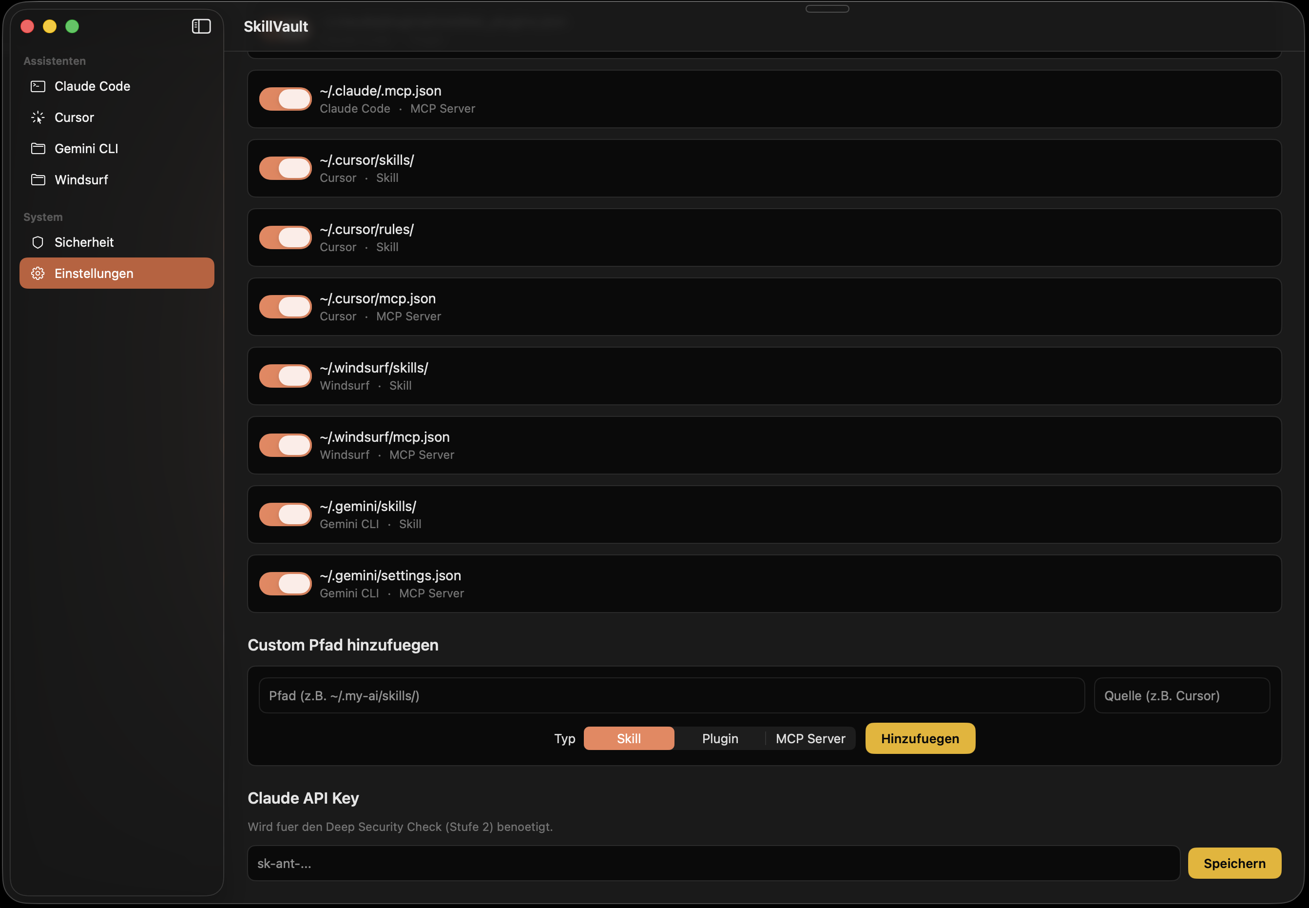 SkillVault Settings